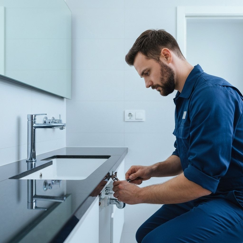 Professional plumber at work